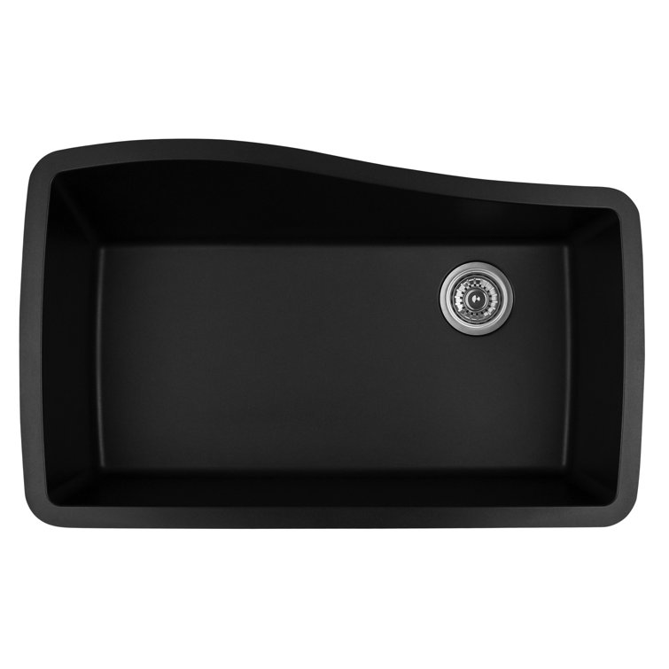 Black Quartz Composite Undermount Single Bowl Kitchen Sink