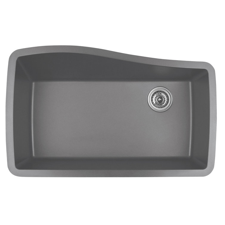 Gray Quartz Composite Single Bowl Undermount Kitchen Sink