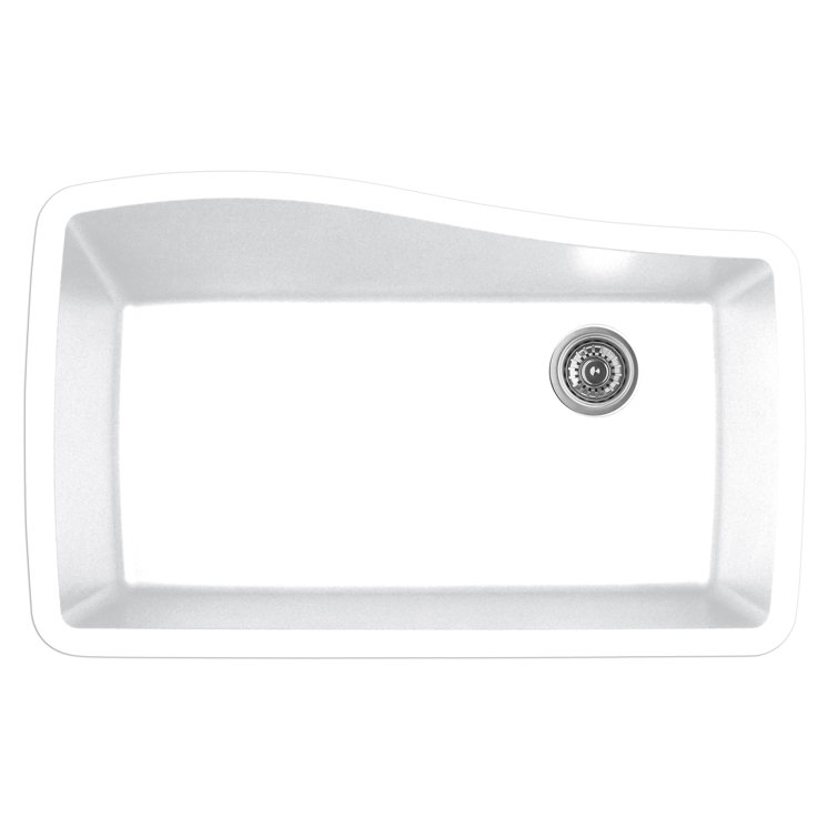 White Quartz Composite Single Bowl Undermount Kitchen Sink