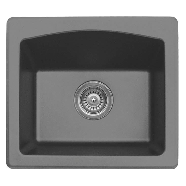 Gray Quartz Composite Single Bowl Drop-In Kitchen Sink