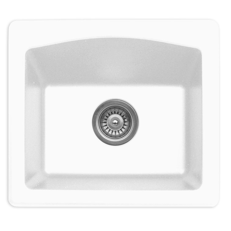 White Quartz Composite Single Bowl Drop-in Kitchen Sink