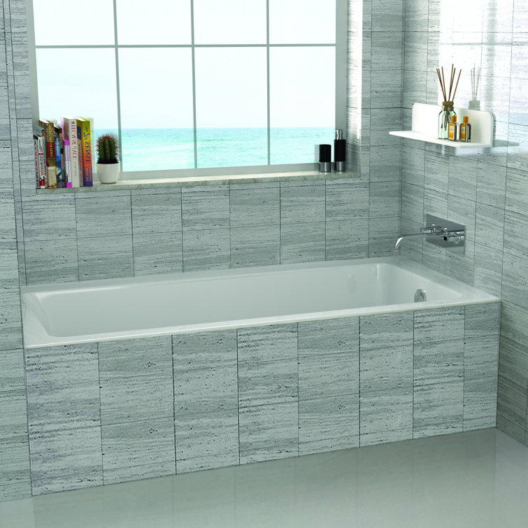 Alcove 70" White Acrylic Soaking Bathtub