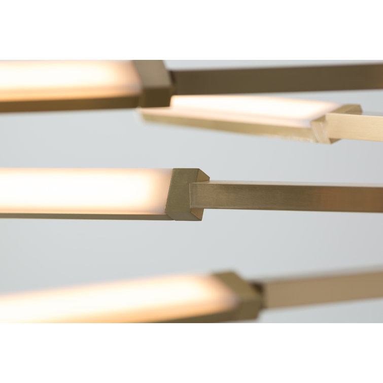 Eclat Geometric Brushed Brass LED Chandelier with Crystal Accents