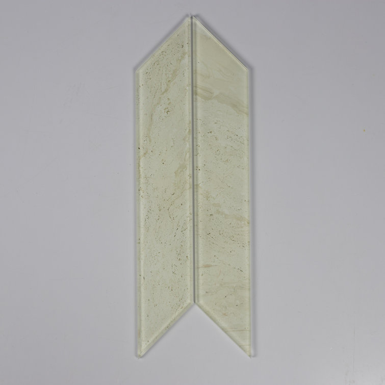 Nature Beige Glossy Marble Look Rectangular Wall Tile