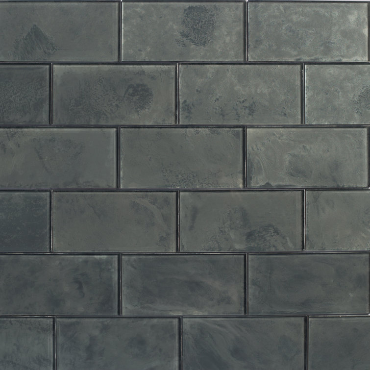Gray Glossy Glass Subway Wall Tile for Kitchen and Bathroom