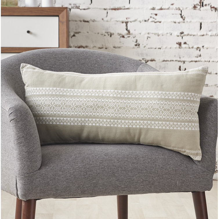 Clayton Dune Geometric Embroidered Lumbar Throw Pillow