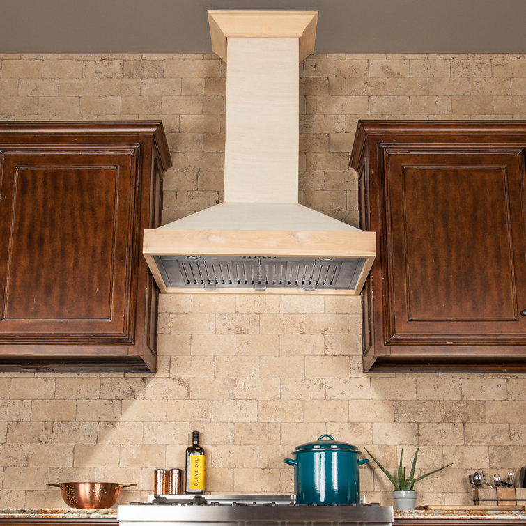 30" Unfinished Wood and Stainless Steel Wall Mount Range Hood