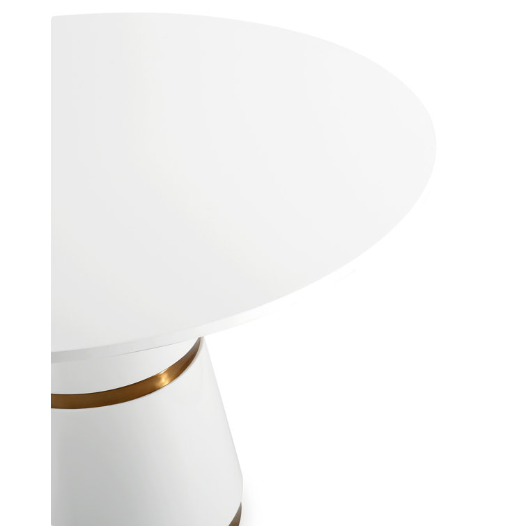 White and Gold Round Wood Dining Table for Four