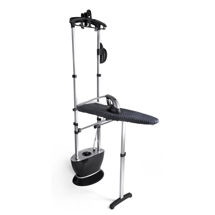 Black and Silver All-in-One Garment Steamer with Ironing Board