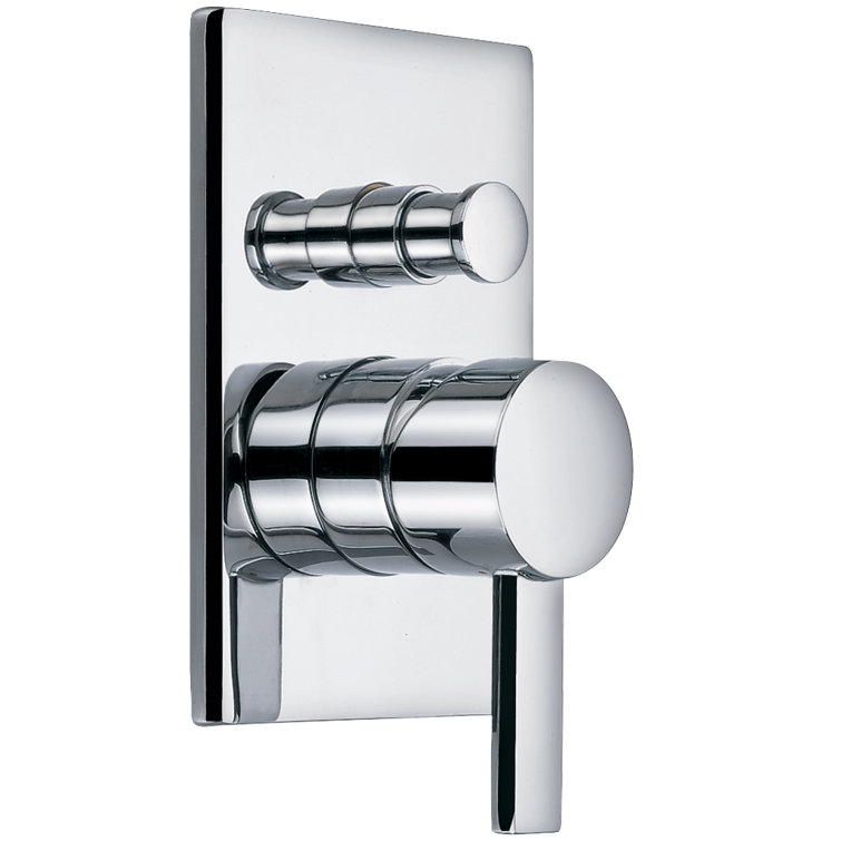 Chrome Push-button Diverter Trim Kit with Pressure Balance Mixer
