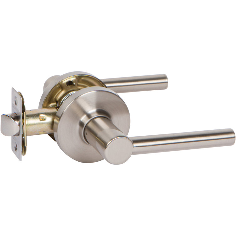 Satin Nickel Modern Passage Door Lever with Straight Handle