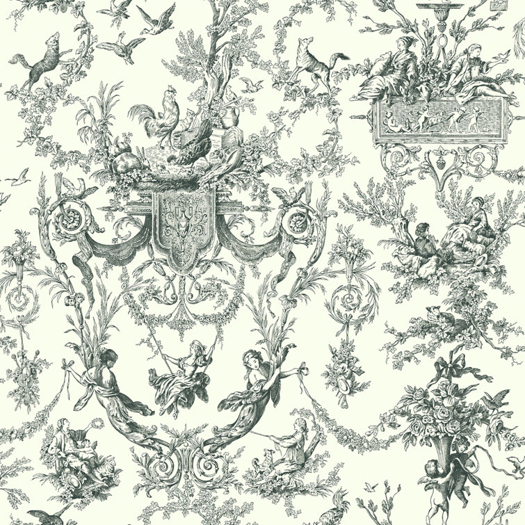 Old World Black and White Toile Wallpaper Roll