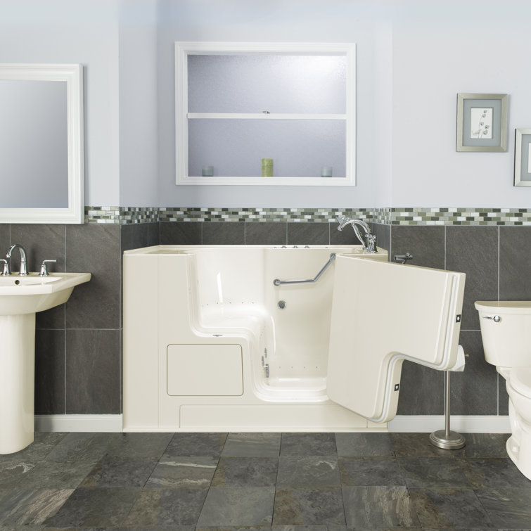 52'' x 32'' Linen Fiberglass Walk-in Bathtub with Chrome Faucet
