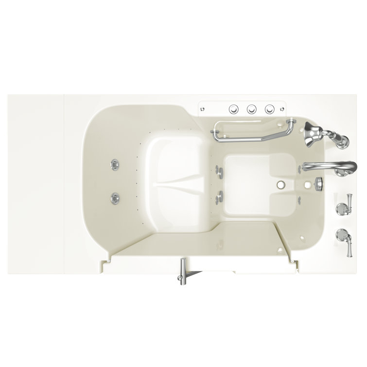 52'' x 32'' Linen Fiberglass Walk-in Bathtub with Chrome Faucet