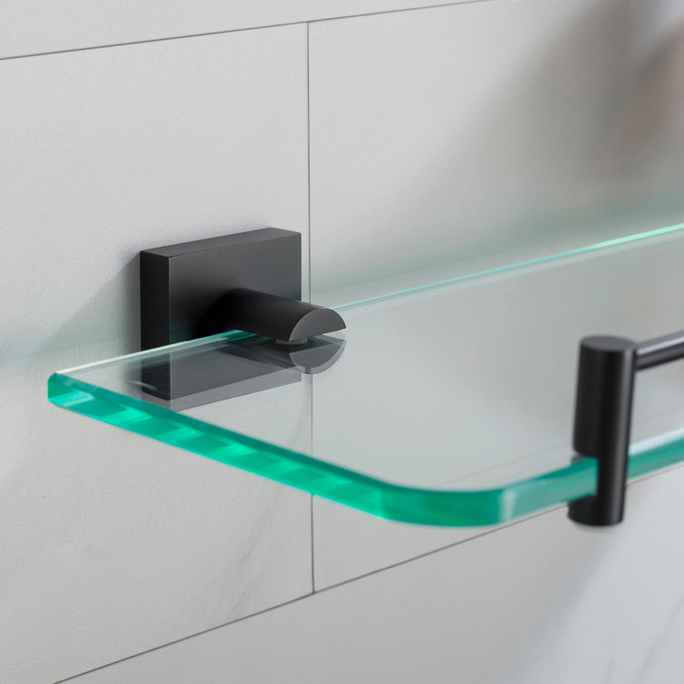 Matte Black Glass Wall Mount Bathroom Shelf