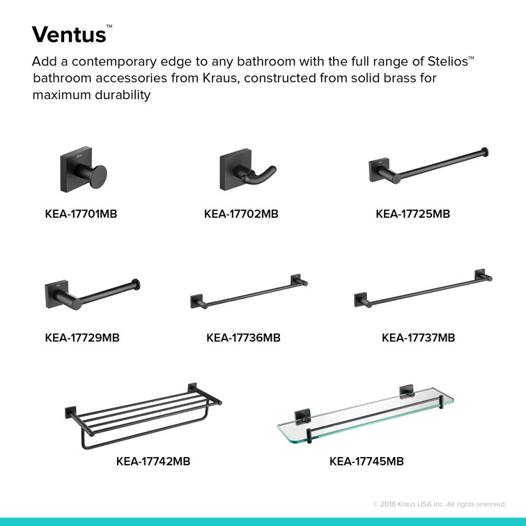 Matte Black Solid Brass Wall Mounted Towel Bar
