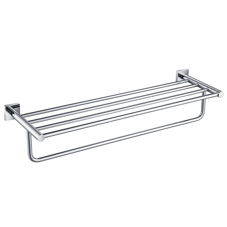 Modern Black Wall-Mounted Bathroom Shelf with Towel Bar