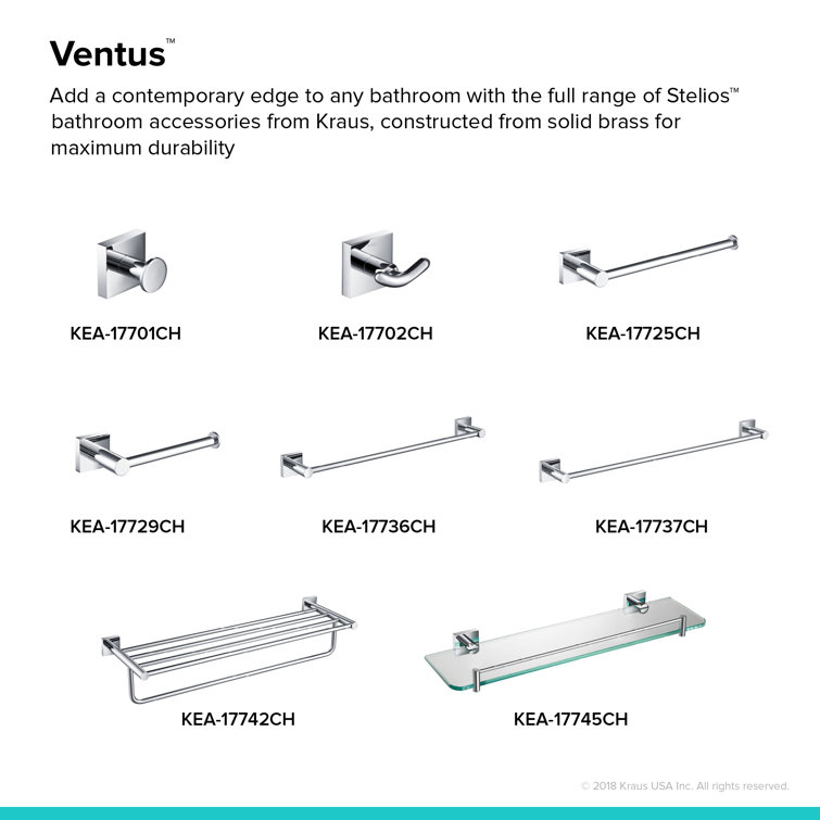 Ventus Chrome 10.5" Wall Mounted Towel Bar