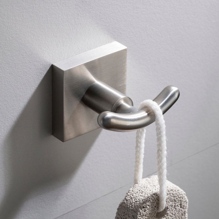 Brushed Nickel Modern Double Wall Mounted Robe Hook