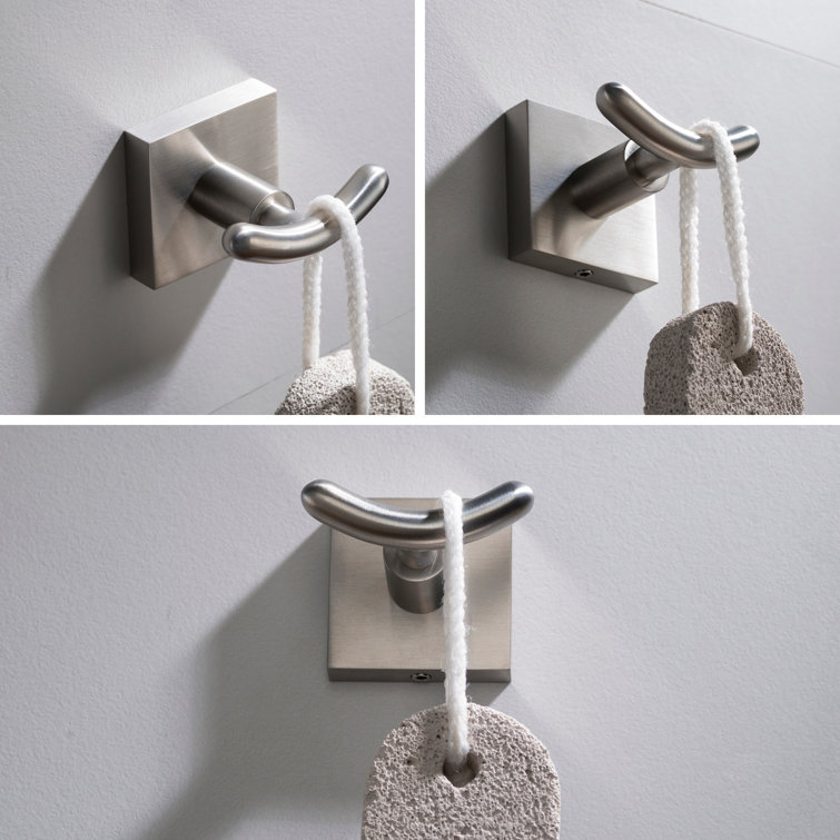 Brushed Nickel Modern Double Wall Mounted Robe Hook