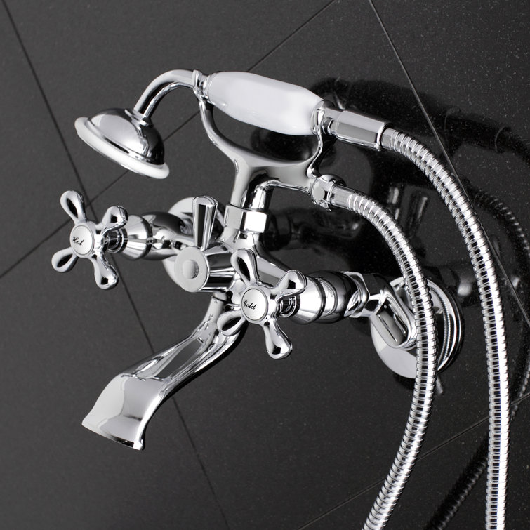 Polished Chrome Clawfoot Tub Faucet with Hand Shower