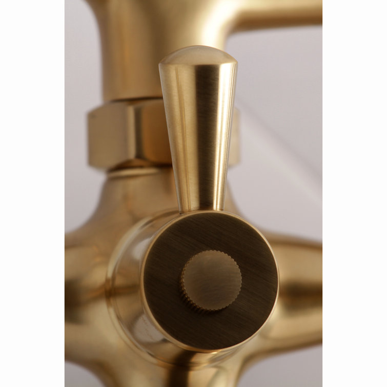 Brushed Brass Wall Mount Clawfoot Tub Faucet with Hand Shower