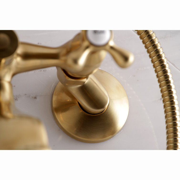 Brushed Brass Wall Mount Clawfoot Tub Faucet with Hand Shower