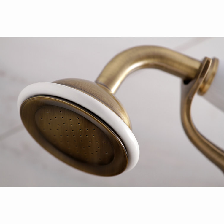 Traditional Antique Brass Wall-Mounted Clawfoot Tub Faucet with Handshower