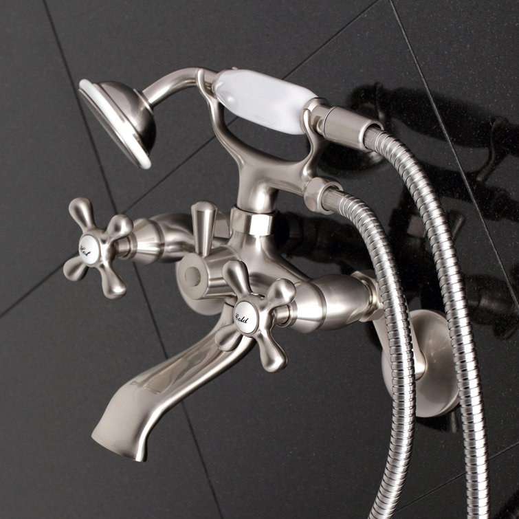 Brushed Nickel Wall Mount Clawfoot Tub Faucet with Hand Shower