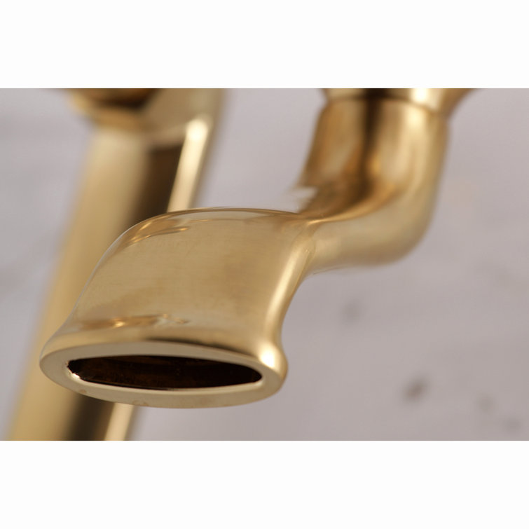 Brushed Brass Wall Mount Clawfoot Tub Faucet with Hand Shower