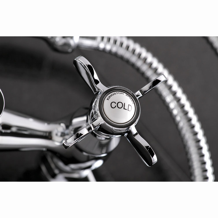 Polished Chrome Wall Mount Clawfoot Tub Faucet with Hand Shower
