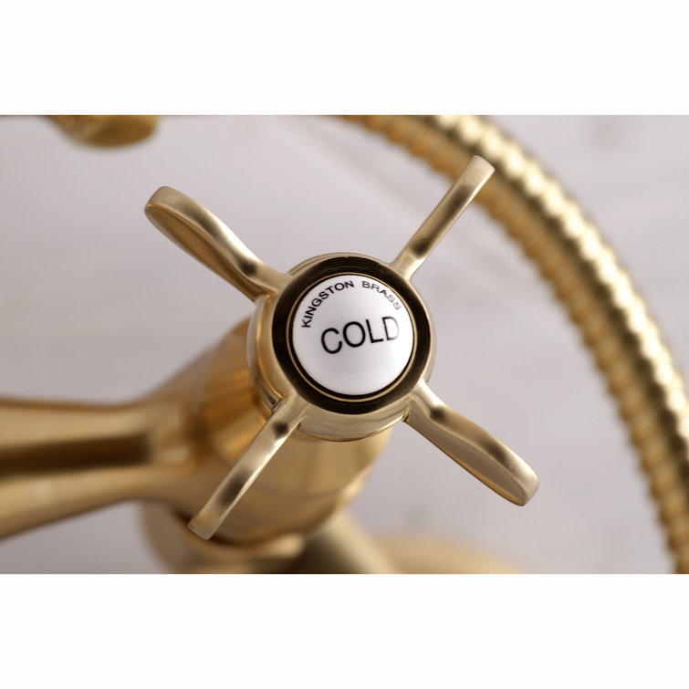 Brushed Brass Wall Mount Clawfoot Tub Faucet with Hand Shower