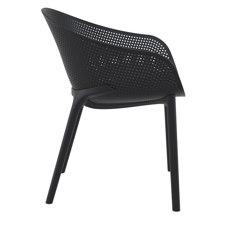 Black Plastic Resin Modern Outdoor Dining Chairs, Set of 2