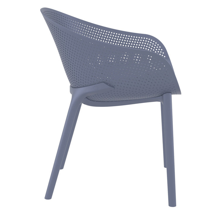 Dark Gray Plastic Resin Outdoor Dining Armchair Set