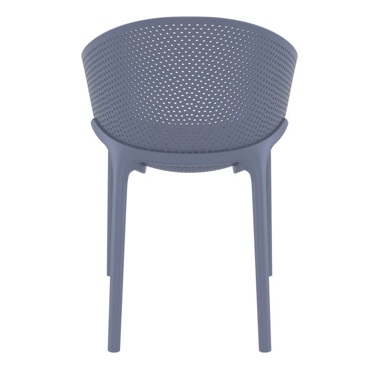 Dark Gray Plastic Resin Outdoor Dining Armchair Set