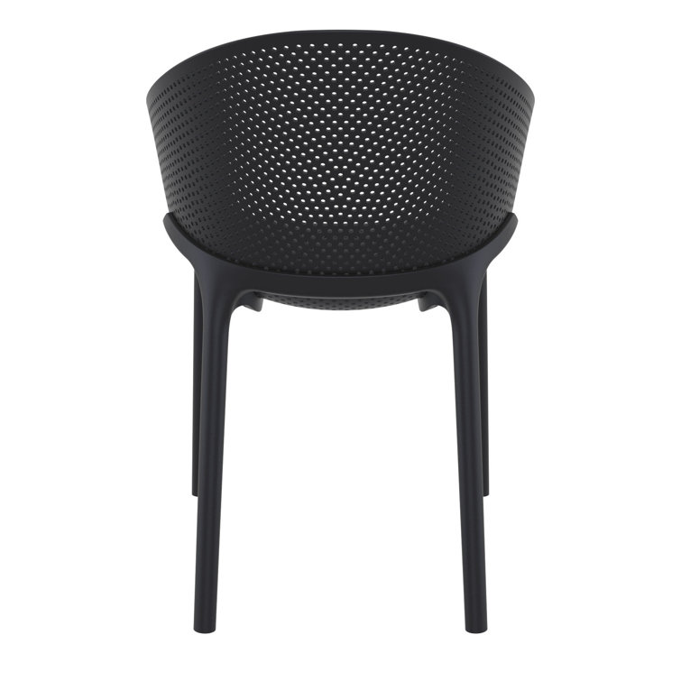 Black Plastic Resin Modern Outdoor Dining Chairs, Set of 2
