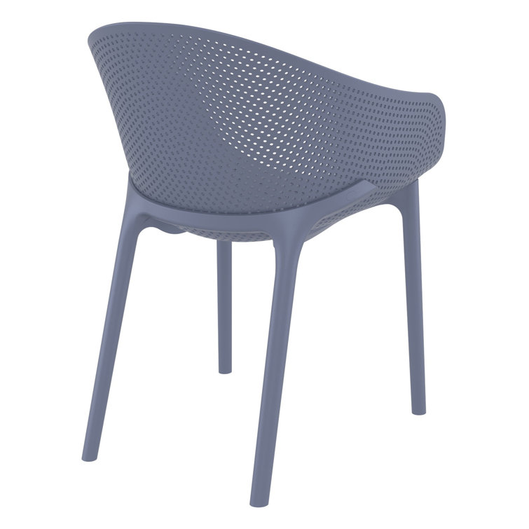 Dark Gray Plastic Resin Outdoor Dining Armchair Set