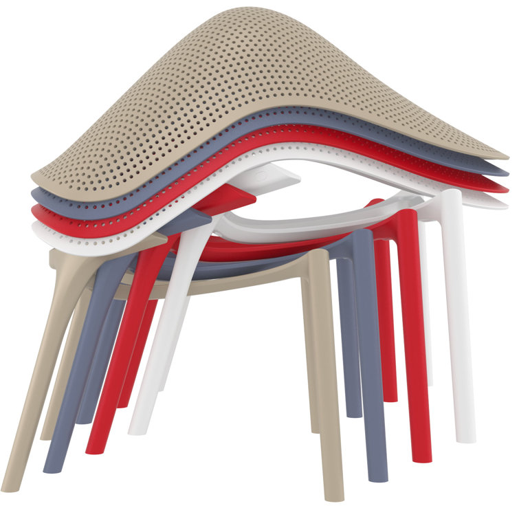 White Armless Plastic Outdoor Lounge Chairs, Set of 2