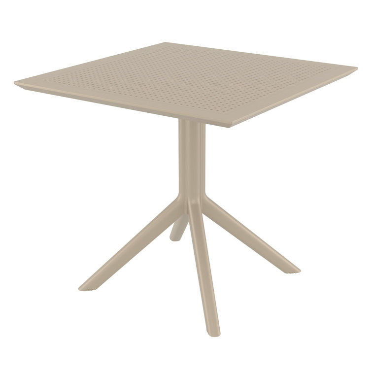 Taupe Plastic Resin Square Outdoor Dining Set for 4