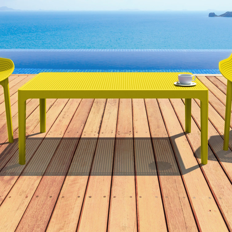Farrah Yellow Rectangular Plastic Acrylic Outdoor Coffee Table
