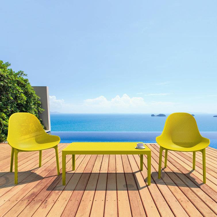 Farrah Yellow Rectangular Plastic Acrylic Outdoor Coffee Table