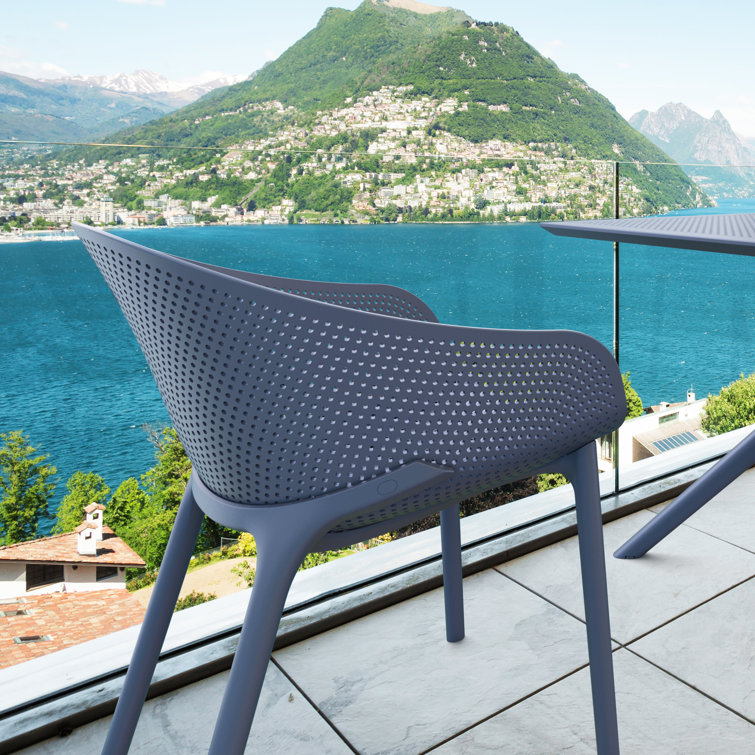 Dark Gray Plastic Resin Outdoor Dining Armchair Set