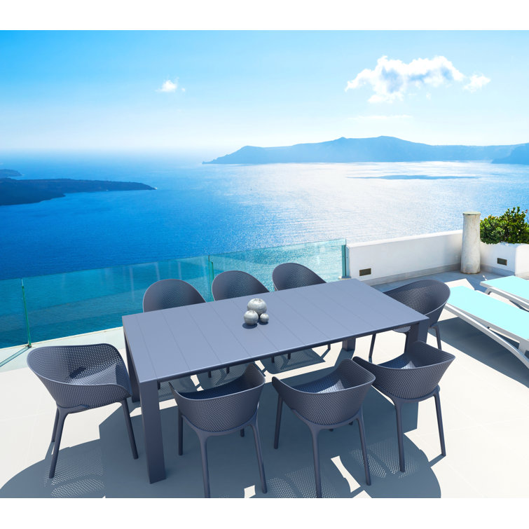 Dark Gray Plastic Resin Outdoor Dining Armchair Set