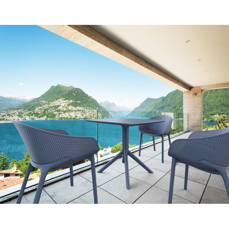 Dark Gray Plastic Resin Outdoor Dining Armchair Set