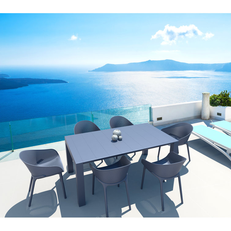 Dark Gray Plastic Resin Outdoor Dining Armchair Set