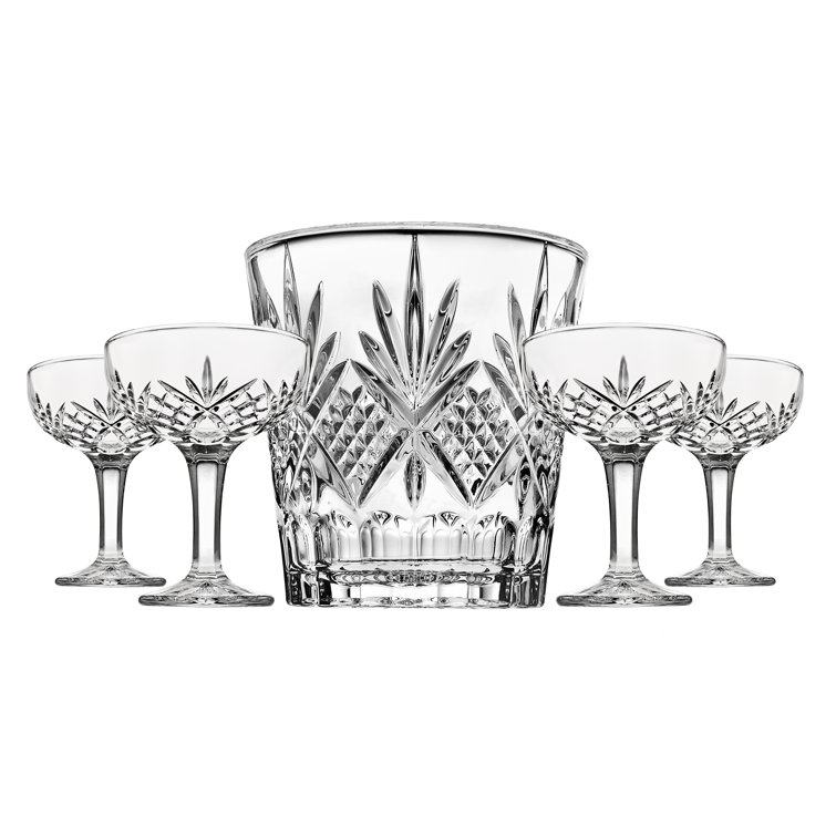 Dublin Crystal Ice Bucket and Champagne Coupe Set
