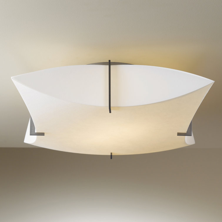 Elegant Bento Dark Smoke 2-Light LED Semi-Flush Mount with Spun Frost Shade