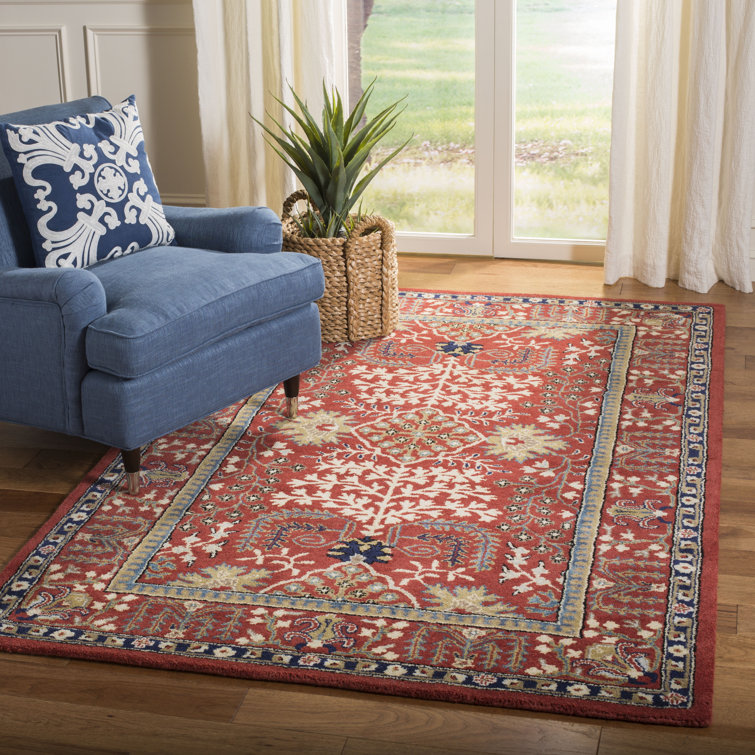 Antiquity Red and Multi Wool 5' x 8' Handmade Tufted Rug