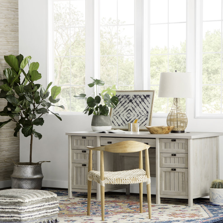 Chalked Chestnut Executive Desk with Filing Cabinet and Drawer