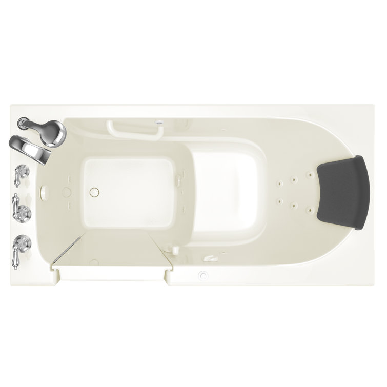 Linen Left-Hand Alcove Fiberglass Whirlpool Bathtub with Jets